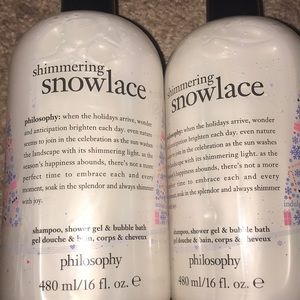 TWO 16 oz Shimmering Snowlace 3 in 1 Philosophy
